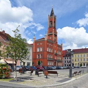Rathaus und Marktplatz in Kamenz