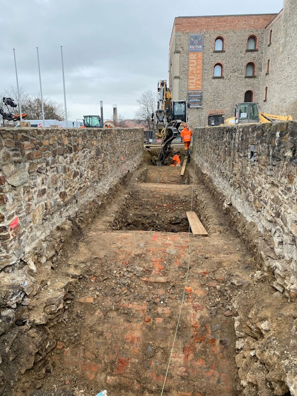 Sanierung der Brücke über den Schlossgraben in Großenhain,Bauphase, Aufnahme Stadtverwaltung Großenhain, 06.02.2024