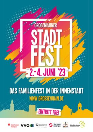 Das Foto zeigt das Plakat vom Großenhainer Stadtfest 2023.