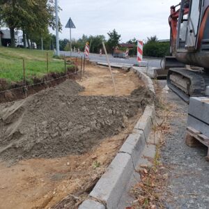 Ausbau Bushaltestelle Weßnitzer Straße, Bauphase, Aufnahme Oktober 2020