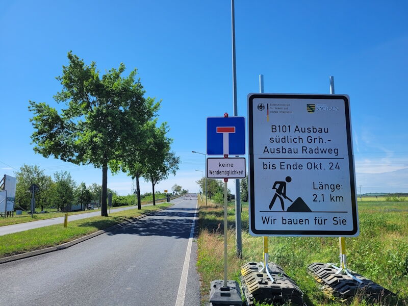 B 101 Radwegebau Großenhain - Priestewitz - Bauherr LASuV mit Beteiligung Stadt Großenhain, Aufnahme Stadtverwaltung Großenhain, 17.05.2024