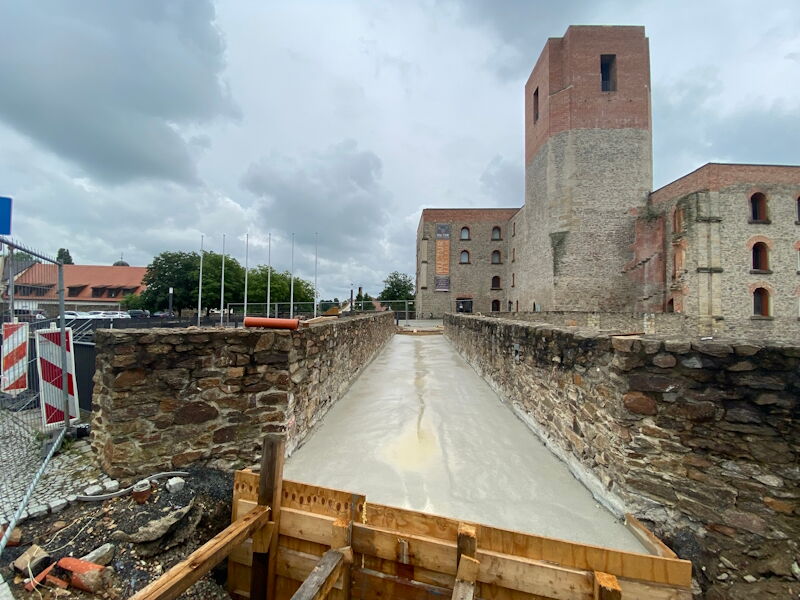 Sanierung der Brücke über den Schlossgraben in Großenhain, Bauphase, Aufnahme Stadtverwaltung Großenhain, 28.05.2024