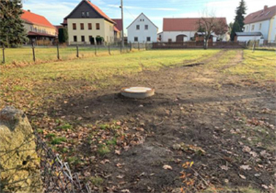Teichsanierung mit Anpassung des Schachtbauwerkes an Stand der modernen Technik - Aufnahme April 2021, Foto Stadtverwaltung Großenhain