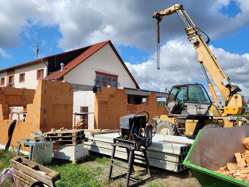 Errichtung eines Anbaus an das bestehende FFw-Gerätehaus Zabeltitz-Treugeböhla, Rohbau, Aufnahme 28062023