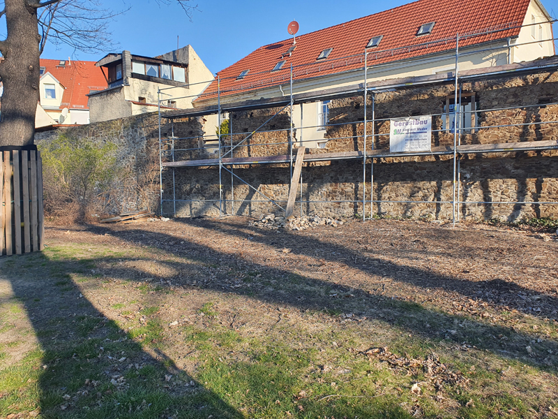 Sanierung Wallanlage, 7. BA, Beethovenallee, mit Sanierg. der Stadtmauer, Aufnahme 22.03.2022